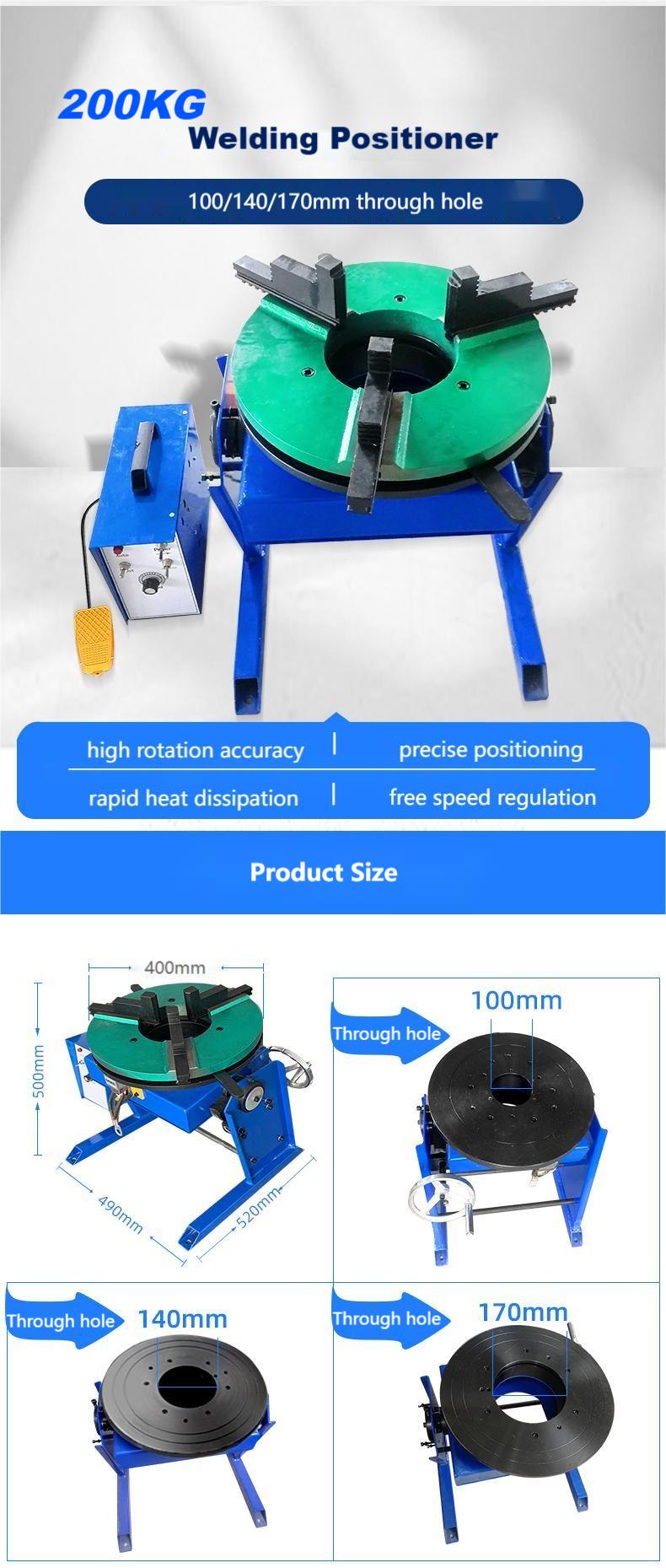 200kg welding positioner with 100mm/140mm/170mm through hole