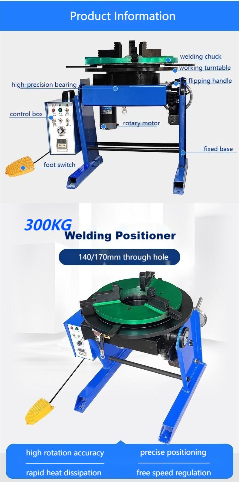 300kg welding positioners with 140/170mm throgh hole 