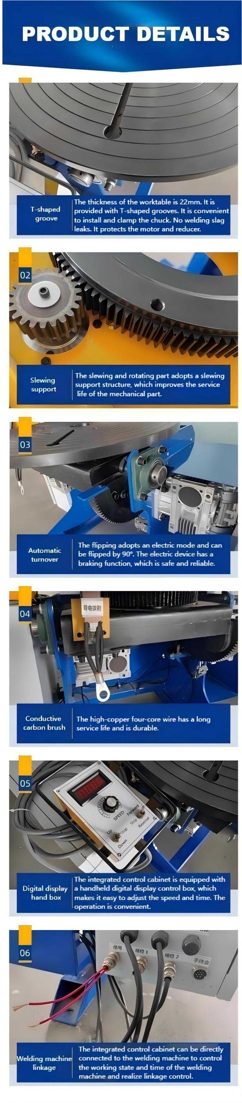 600KG welding positioner with slewing support and automatic turnover,spare parts details 