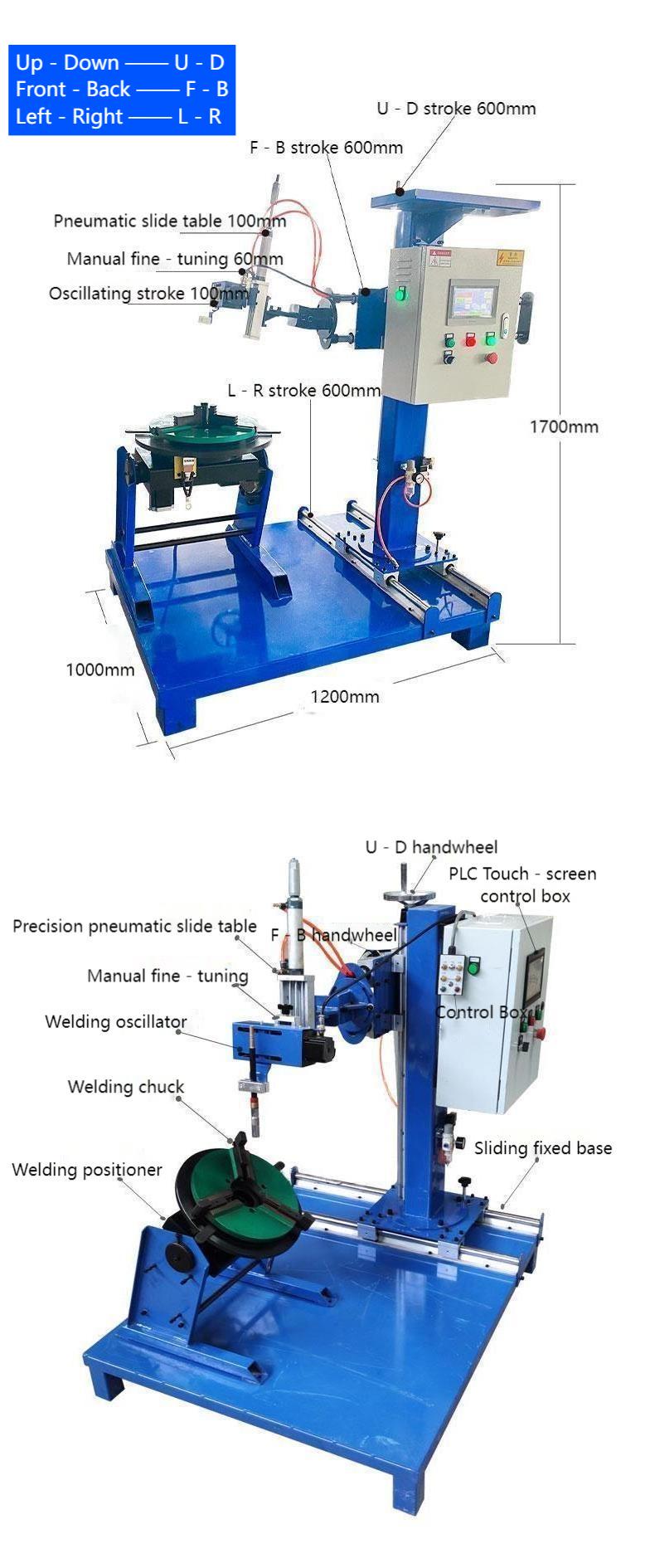 Dimensions and structure of automatic argon arc welding