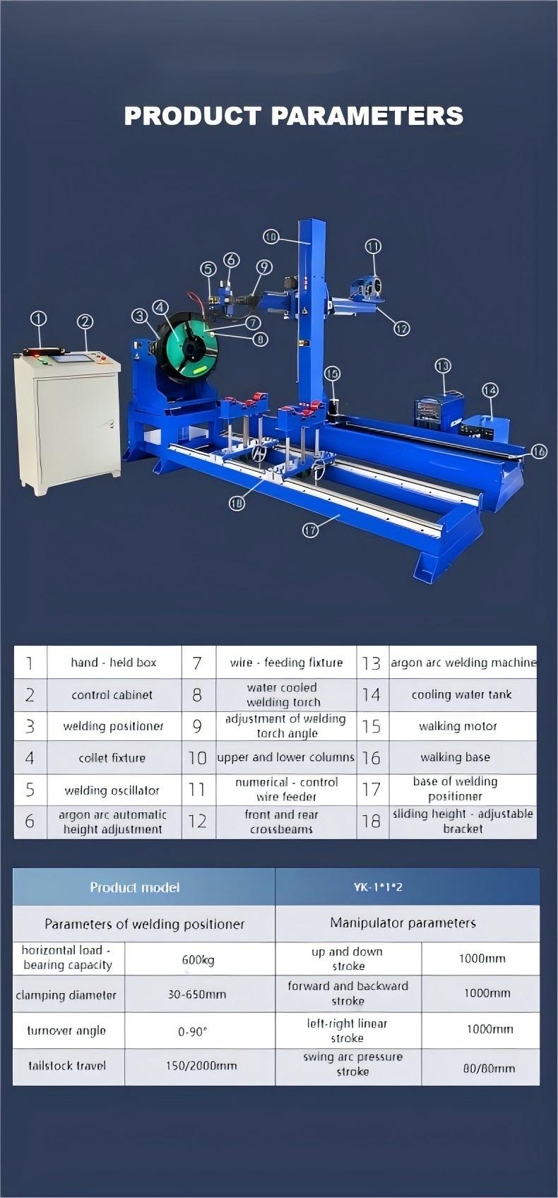 Product parameters and structure of automatic argon arc welding